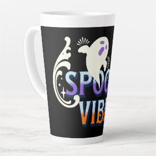 Halloween Geest Spookachtige Sfeer Typografie Lett Latte Mok