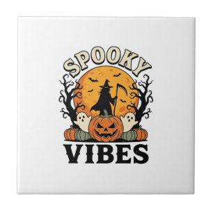 Halloween Geest Spookstemming Pompoen Heks Vintage Tegeltje