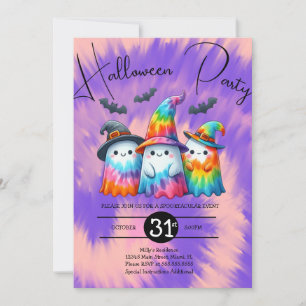 Halloween Geest Trio Feest Tie Dye Hand Getekend Kaart