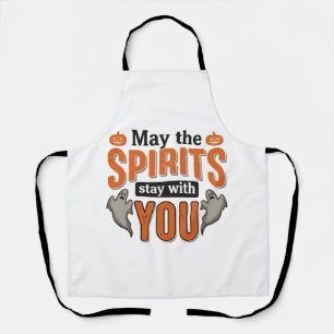 Halloween Geest Typografie Vintage Gravure Ontwerp Schort