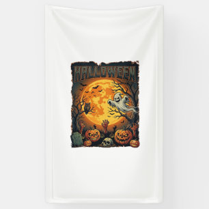 Halloween Geest Volle Maan Jack Lanterns Zombie Ha Spandoek