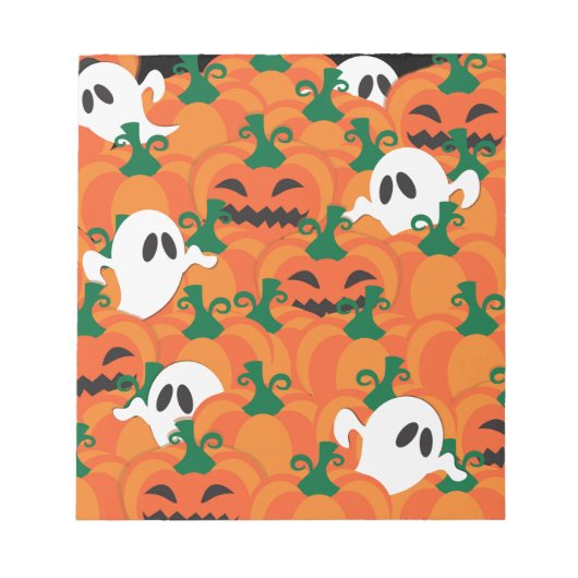 Halloween Geesten Behekste Pompoen Vlek Notitieblok (Voorkant)
