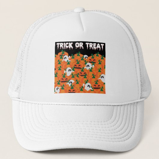 Halloween Geesten Behekste Pompoen Vlek Trucker Pet (Voorkant)