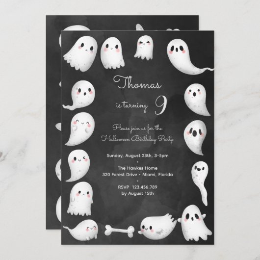 Halloween geesten enge kinderen verjaardagsfeestje kaart (Voorkant / Achterkant)