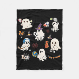 Halloween-geesten spelen voetbal tennis hockey vol fleece deken