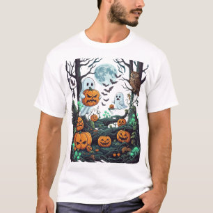 Halloween Geesten Verschrikkelijke Pompoenen Uil V T-shirt