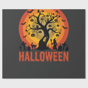 Halloween Geheime Boom Heks en Zwarte Katten Cadeaupapier