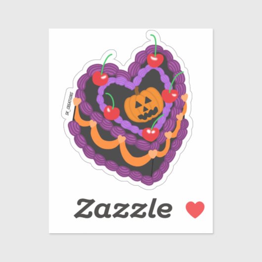 Halloween Gekleurde Jack O Lantern Hart Cake Sticker (Vel)