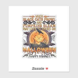 Halloween Gelukkig Vissen Zwarte Katten Pompoenen Sticker