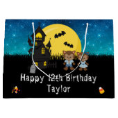 Halloween Gelukkige Verjaardag Weerwolf Donkerblau Groot Cadeauzakje (Voorkant)