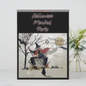 Halloween Gemaskerde Feestheksenketel Kaart (Staand voorkant)