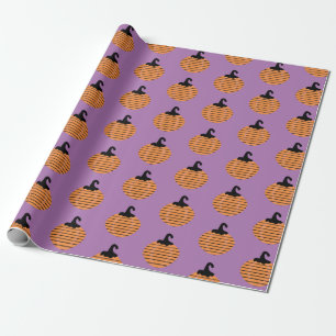 Halloween Geometrische Pompoen Strepen Patroon Cadeaupapier