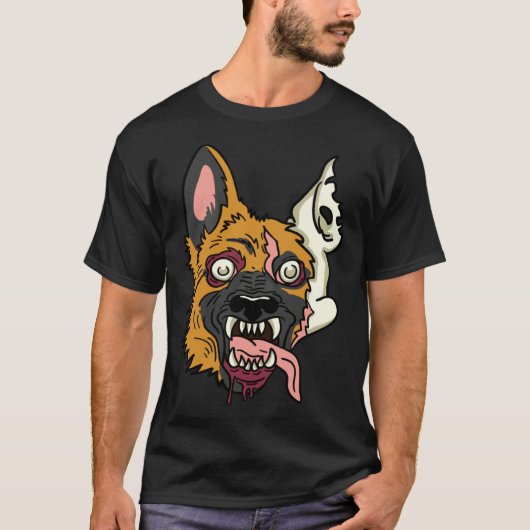 Halloween German Shepherd Dog Zombie Monster T-shirt (Voorkant)