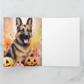 Halloween German Shepherd met pompoenen eng Kaart (Binnen)