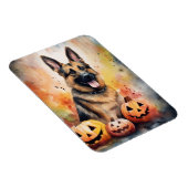 Halloween German Shepherd met pompoenen eng Magneet (Rechterzijde)