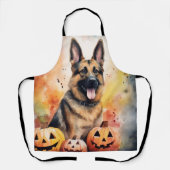 Halloween German Shepherd met pompoenen eng Schort (Voorkant)