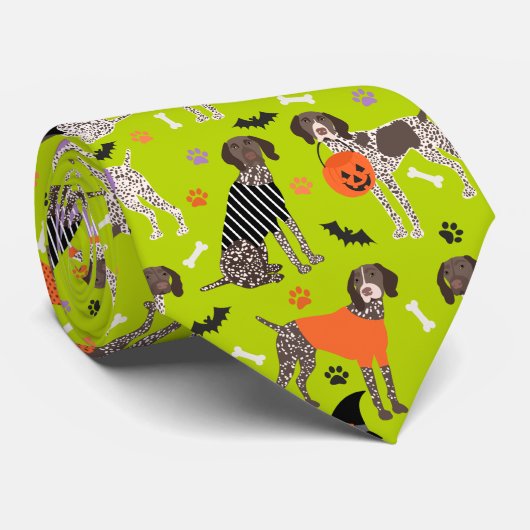 Halloween German Shorthaired Pointer Stropdas (Opgerold)