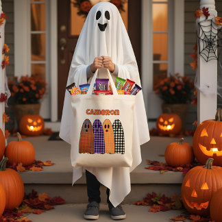 Halloween geruite gingham spoken tote bag