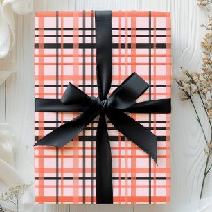 Halloween geruite patroon in roze, oranje en zwart cadeaupapier