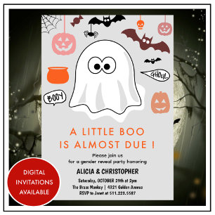 Halloween geslacht onthulling uitnodiging Cute Gho