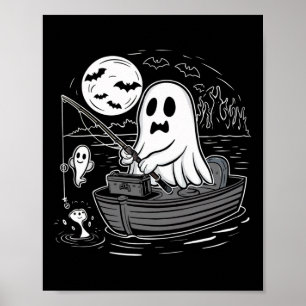 Halloween Gevist Shirt Spooky Ghost Fisherman Fis Poster