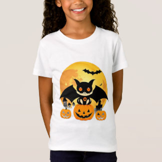 Halloween Gevleugelde Kat Onder Volle Maan Griezel T-shirt