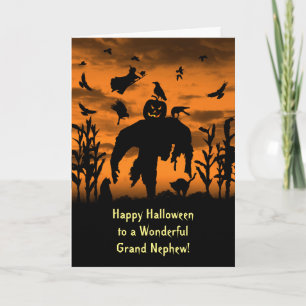 Halloween geweldige of klein-neef vogelverschrikke kaart