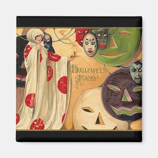 Halloween Gezichten - Art Deco Magneet (Voorkant)
