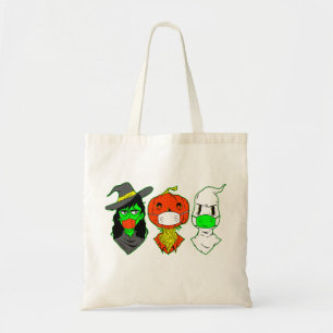 halloween gezichtsmasker pompoen roofzuig witje tote bag