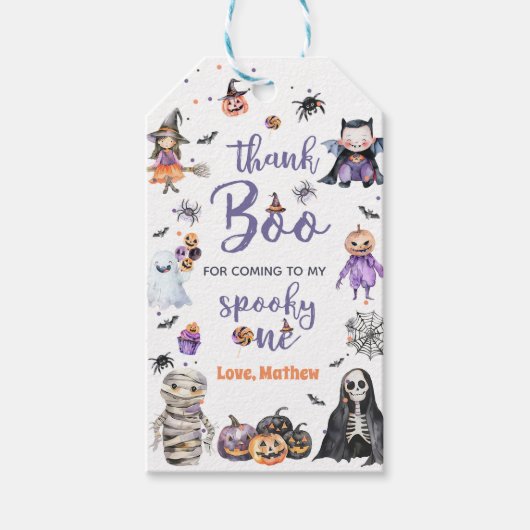 Halloween Ghost 1e Verjaardagsfeest Cadeaulabel (Voorkant)