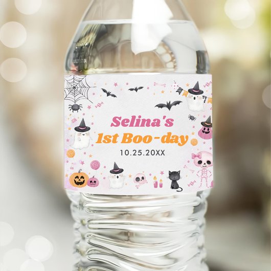 Halloween Ghost 1e Verjaardagsfeest Waterfles Etiket