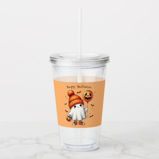 Halloween Ghost Acryl Tumbler Drinkbeker (Voorkant)