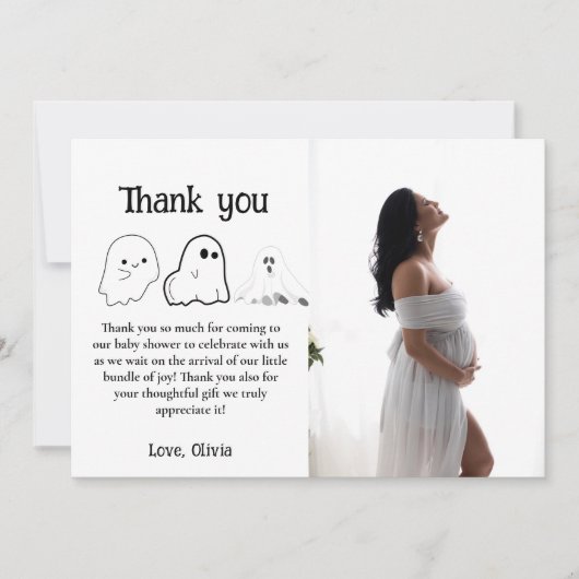 Halloween Ghost Baby shower dank u kaart (Voorkant)