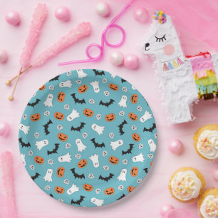 Halloween Ghost Bats and Pumpkins Mint Papieren Bordje