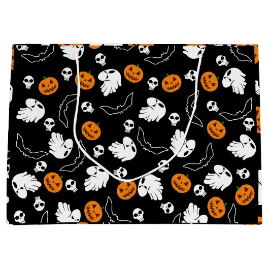 Halloween Ghost Bats Skull Pumpkin Groot Cadeauzakje (Voorkant)
