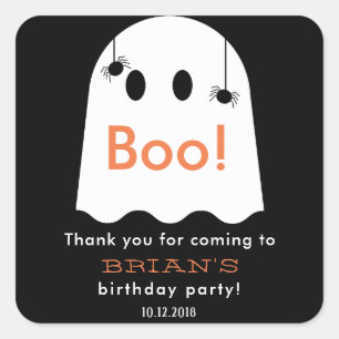 Halloween Ghost Birthday Dank je zwarte ticker Vierkante Sticker