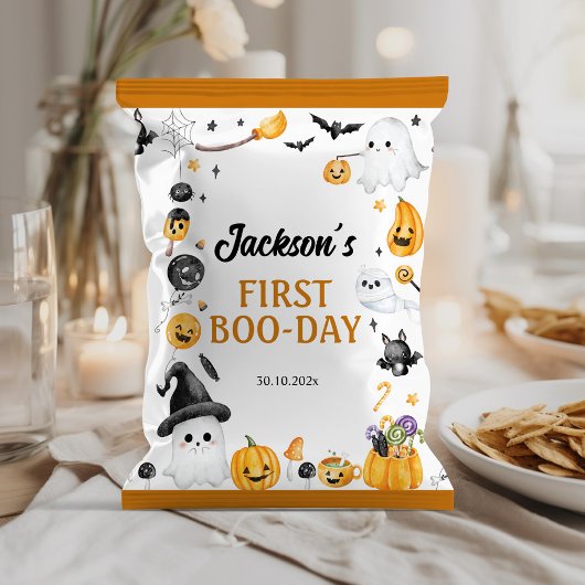 Halloween Ghost Birthday Party Chip Bag Wrapper Flyer