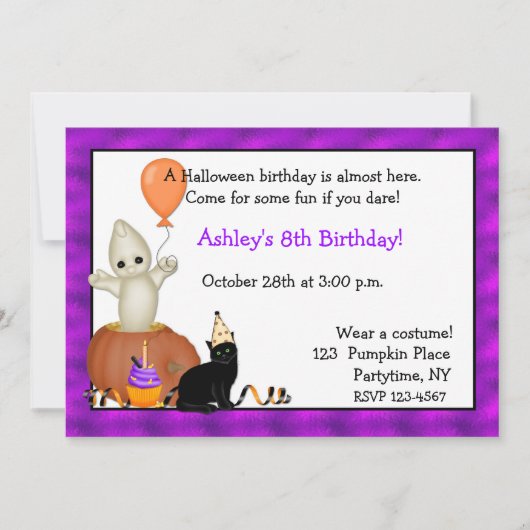 Halloween Ghost Birthday Uitnodiging (Voorkant)