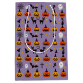 Halloween Ghost Black Cat Oranje JackOLantern Medium Cadeauzakje (Voorkant)
