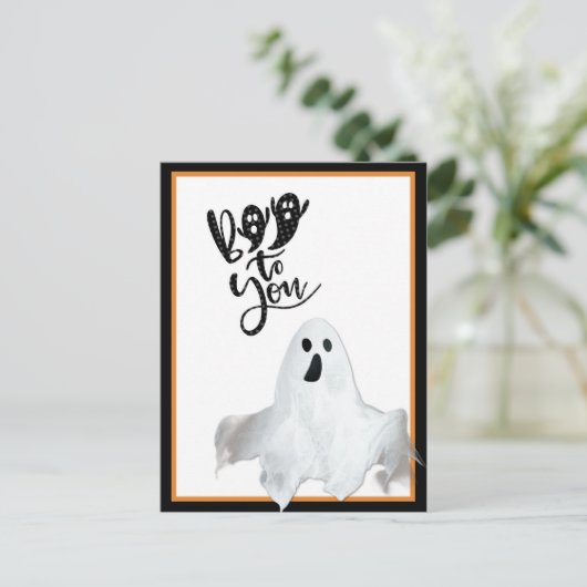 Halloween Ghost Boo aan je hoofd Briefkaart (Staand voorkant)