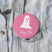 Halloween Ghost Boo Roze en Witte Button Pin (In situ)