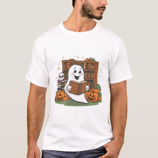 Halloween Ghost Book Lover Shirt (Voorkant)