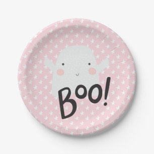 Halloween Ghost Borden in Roze Papieren Bordje