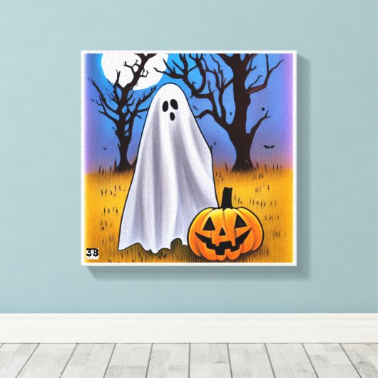 Halloween Ghost Canenorme Art Canvas Afdruk (Insitu (Houten vloer))
