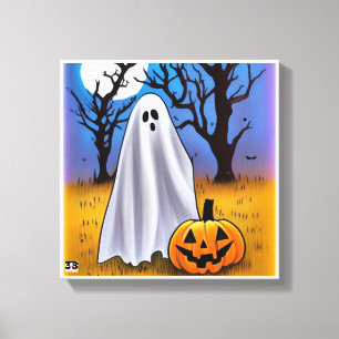 Halloween Ghost Canenorme Art Canvas Afdruk