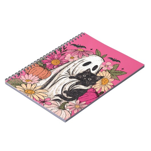 Halloween Ghost Cat iPhone / iPad hoesje Notitieboek (Linkerzijde)