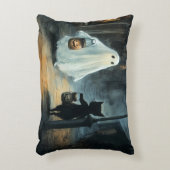 Halloween Ghost & Cat Ontmoeting Accent Kussen (Voorkant(Verticaal))