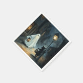 Halloween Ghost & Cat Ontmoeting Servet (Hoek)