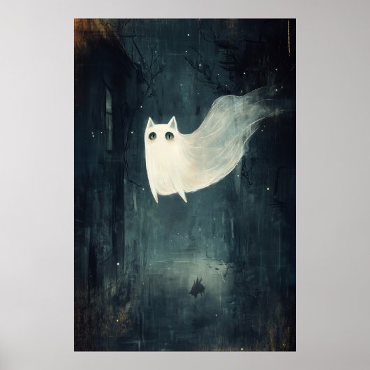 Halloween Ghost Cat Poster (Voorkant)
