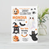 Halloween Ghost Cats Kinder Waterverf Verjaardag Kaart (Staand voorkant)